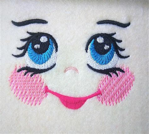 pretty doll face dolly face  embroidery face embroidered dolls face doll eyes