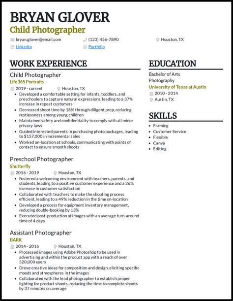 real photographer resume examples  worked