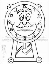 Grandfather Clocks Pendulum Mustache Coloringbook sketch template