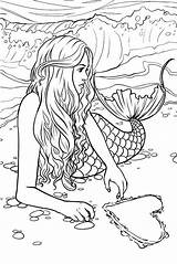 Mermaid Coloring Adults Pages Kids Book Colouring Adult Mermaids Printable Realistic Sheets Fantasy Ausmalen Detailed Mandala Ausmalbilder Siren Fairy Print sketch template