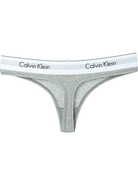 lyst calvin klein logo waistband thong in gray