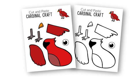 easy   printable cut  paste cardinal craft  kids