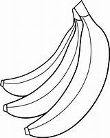 Bunch Bananas Clip Colorable Line Sweetclipart sketch template