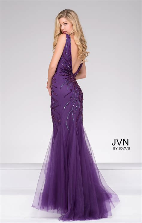 jovani jvn22495 sleeveless mermaid with crystals sequins and open