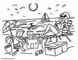 Coloring Pages Vacation Beach Fun Summer Kids Printable Adults sketch template