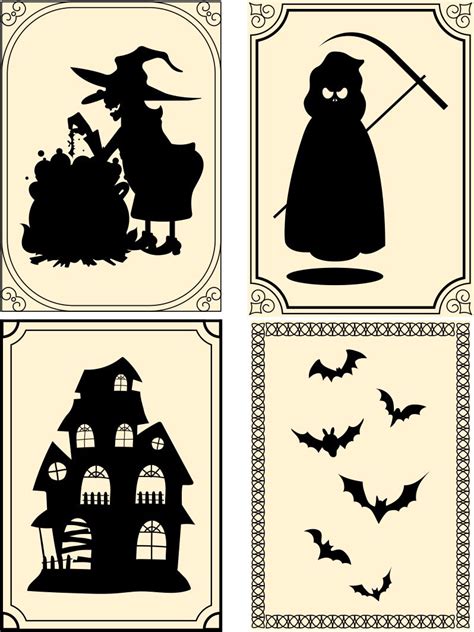 vintage halloween silhouettes  printable     printablee