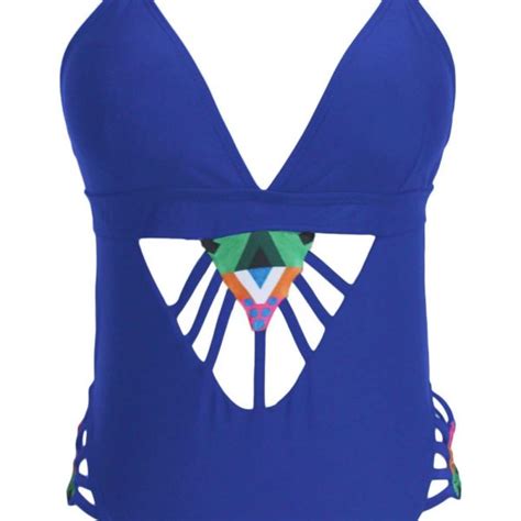 Hot Royal Blue One Piece Cutout Bathing Suit Online