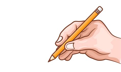 hand holding  pencil writing   white background vector