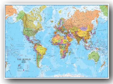 world map atlas detailed large poster art print   sizes buy     ebay