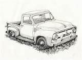 Drawings Truck Ford Old Drawing Pickup Trucks Coloring Sketch Car Chevy Pages Vintage Classic Pencil Sketches 1953 Pickups Google Color sketch template