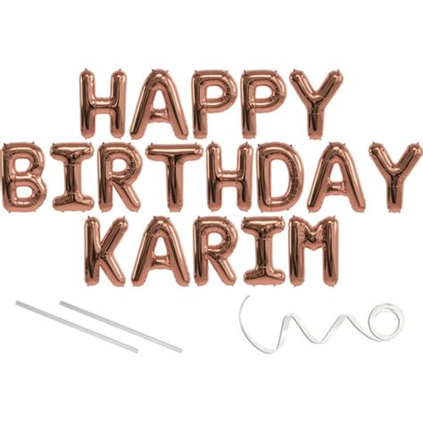 karim happy birthday mylar balloon banner rose gold