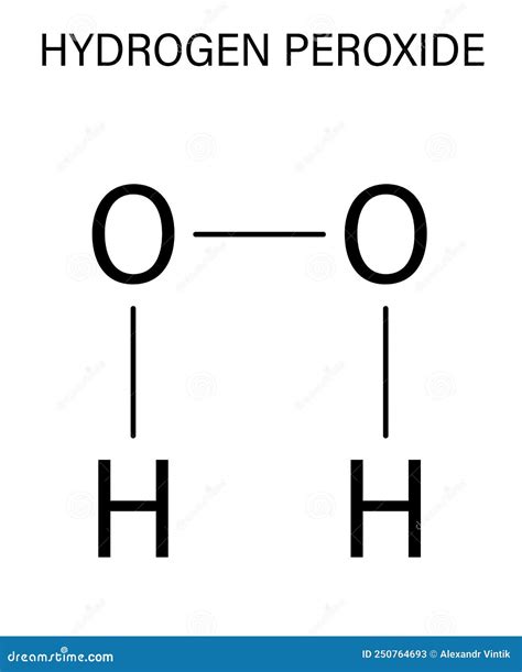 hydrogen peroxide molecule skeletal formula cartoon vector