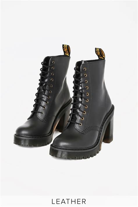 dr martens kendra black leather boots lace  high heels lulus