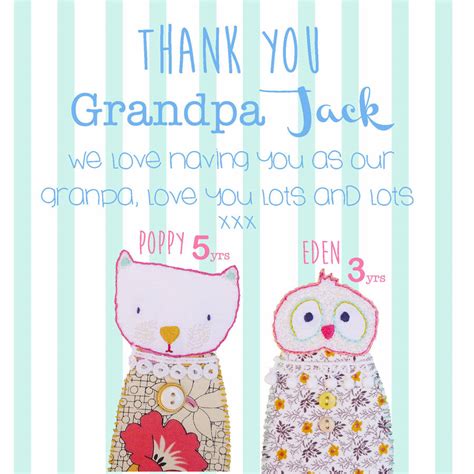 personalised thank you nanny grandma grandad card by buttongirl