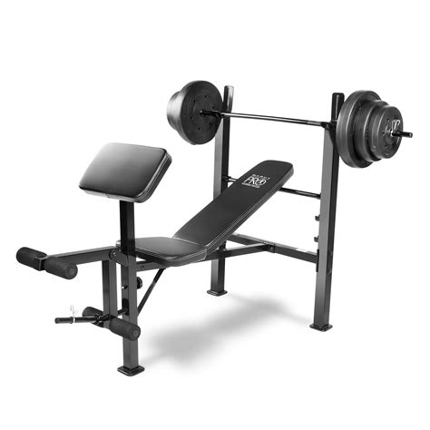 Marcy Pro Standard Home Workout Fitness Gym Bench With 100 Pound Weight