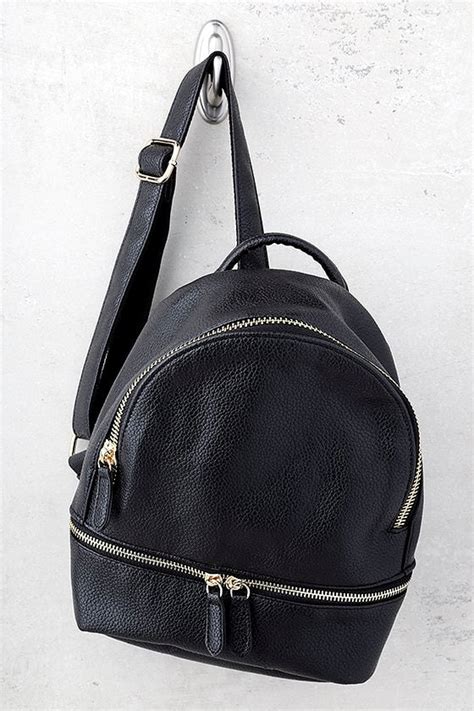 trendy black backpack black mini backpack vegan leather backpack