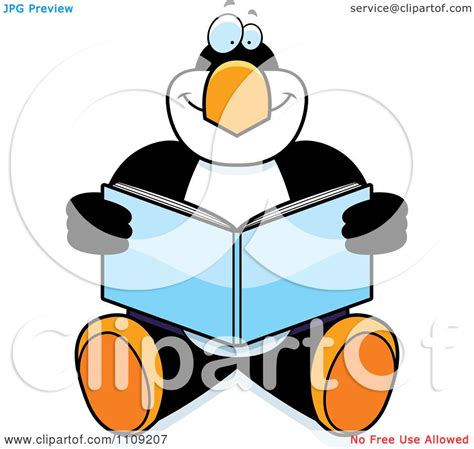 Clipart Penguin Sitting And Reading Royalty Free Vector
