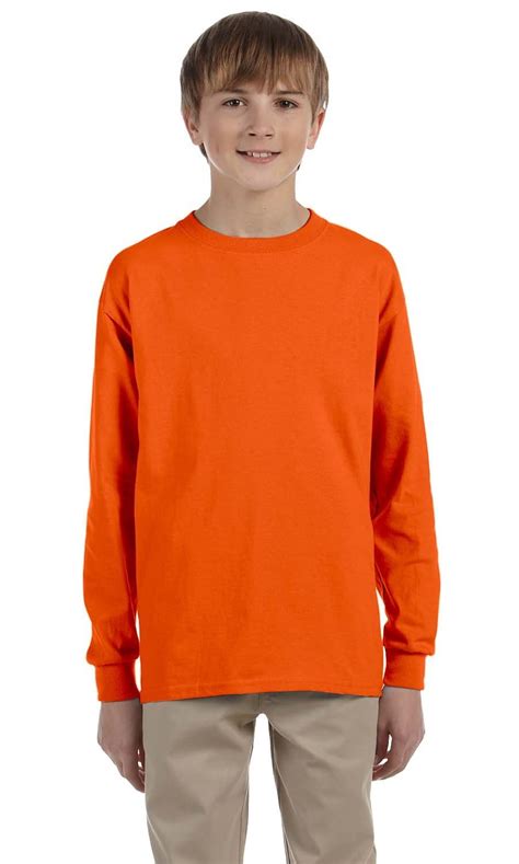 gildan  gildan youth ultra cotton oz long sleeve  shirt orange  walmartcom