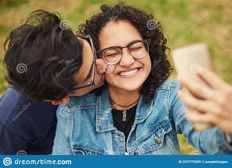 Selfie With My Sweetheart A Teenage Couple Taking A Selfie Outdoors