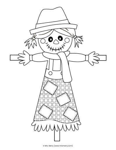scarecrow template cut  paste printable craft  merry