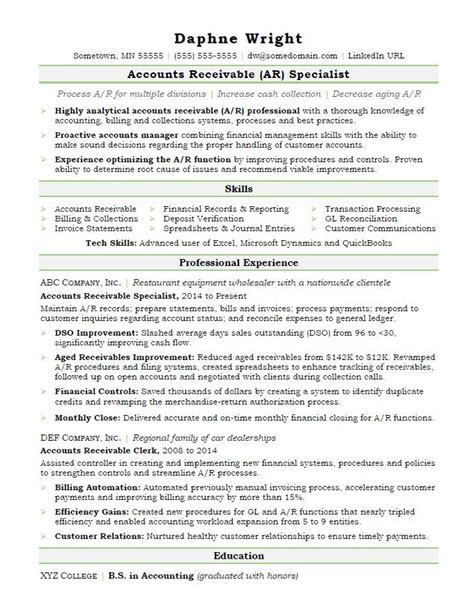 accounts receivable resume monstercom