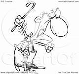 Man Old Grumpy Cane Cartoon Waving Outline His Royalty Illustration Toonaday Rf Clip Leishman Ron Clipart sketch template