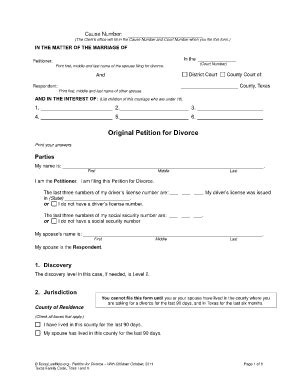 printable divorce documents fillable form