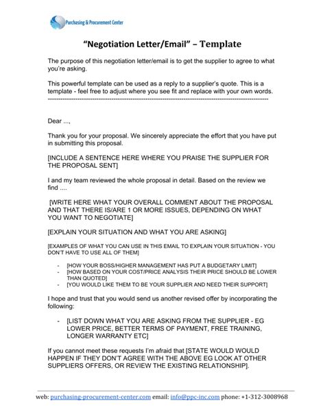 sample negotiation letter email template