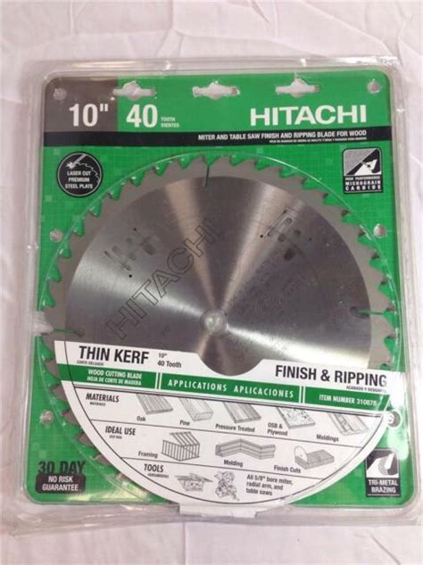New Hitachi 10 Miter And Table Saw Finish And Ripping Blade 40 Tooth