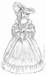Victorian Coloring Pages Woman Drawing Sketch Printable Dress Girls Drawings Sketches Ladies Historical Color Coloring4free Adult Illustration 2021 Dresses Books sketch template