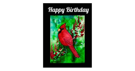northern cardinal handsome happy birthday postcard zazzlecom