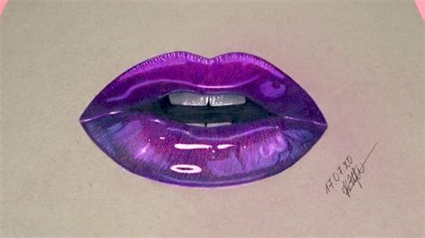 draw  realistic glossy lips  colored pencils youtube