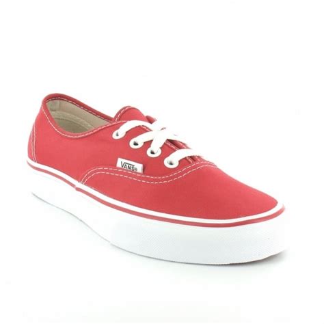 vans authentic womens  eyelet deck shoes red white