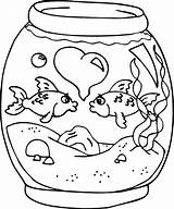Coloring Fish Aquarium Tank Kids Bowl Pages Two Clipart Live Printable Drawing Kiss Each Other Color Adults Print Would Camouflage sketch template