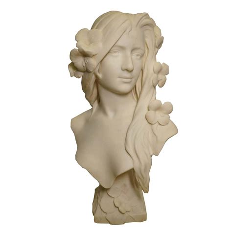Fantastic Art Nouveau Hand Carved Italian White Marble Bust Of A Woman