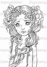 Nymph Etsy Stamps Digi Digital Drawing Instant Flowers sketch template