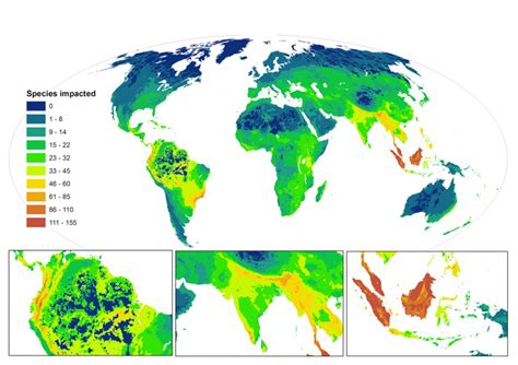 maps show  humans  pushing species closer  extinction
