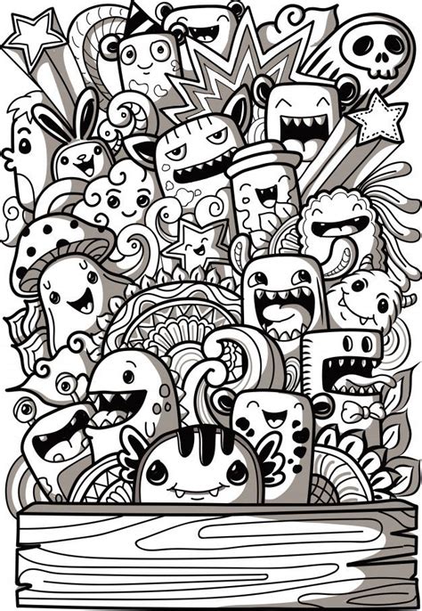 premium vector cute monsters collection  doodle style doodle art