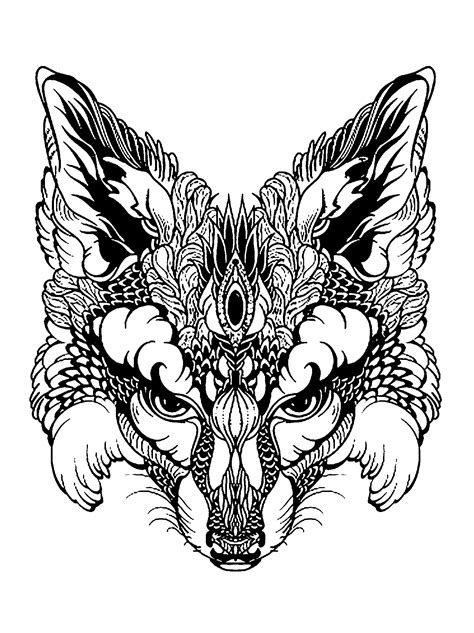 fox head foxes adult coloring pages
