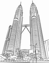 Petronas Twin Towers Coloring Pages Printable Klcc Drawing Malaysia Dessin Coloriage Supercoloring Categories Tableau Choisir Un sketch template