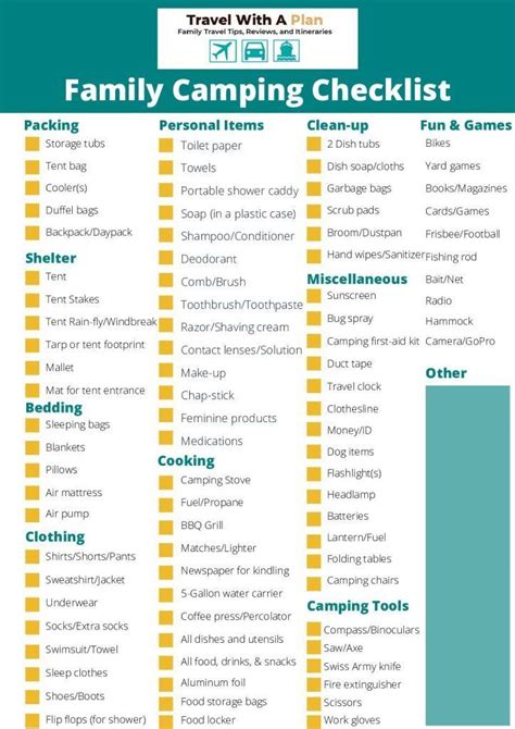 ultimate family camping list packing checklist travel