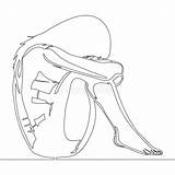Girl Lonely Drawing Line Vector Teenager Continuous Sad Sketch Illustration Expression Young Dreamstime Illustrations Vectors sketch template