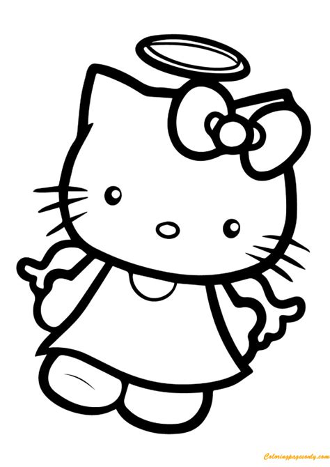 kitty lovely  angel coloring pages cartoons coloring pages