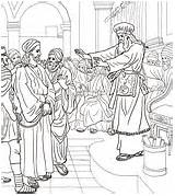 Jesus Before Coloring Trial Pilate Pontius Caiaphas Pages Crowd Asks sketch template
