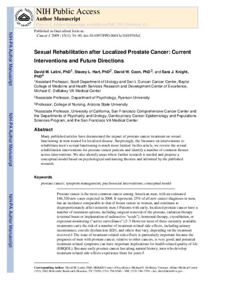 Pdf Sexual Rehabilitation After Localized Prostate Cancer Tae Hart