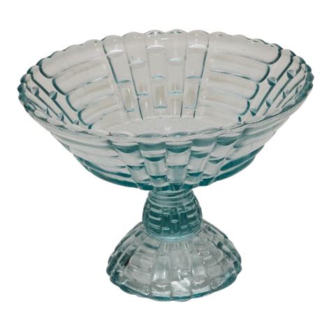 Vintage Blue Glass Compote Chairish