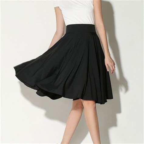 summer plus size high waist middle zipper skirt knee length skirts