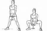 Sumo Dumbbell Squat Squats Exercise Plie Workoutlabs sketch template