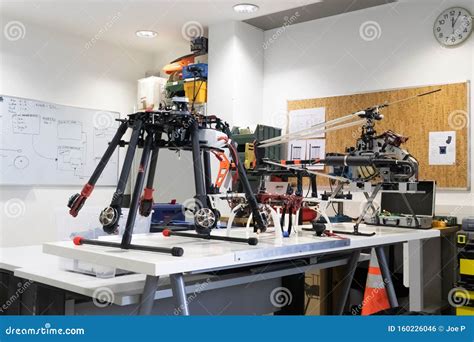 research  development drone laboratory view   indoor workshop  multiple kinds