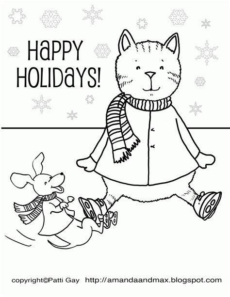 happy holidays coloring printable coloring pages